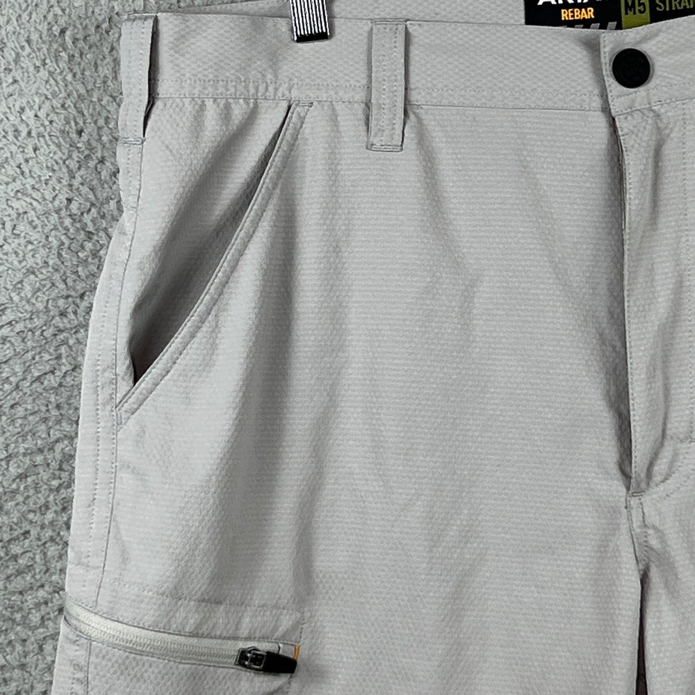 Ariat Rebar M5 Straight Mens Work Shorts Gray Size 34 Cargo Zipper Pocket - Picture 3 of 12